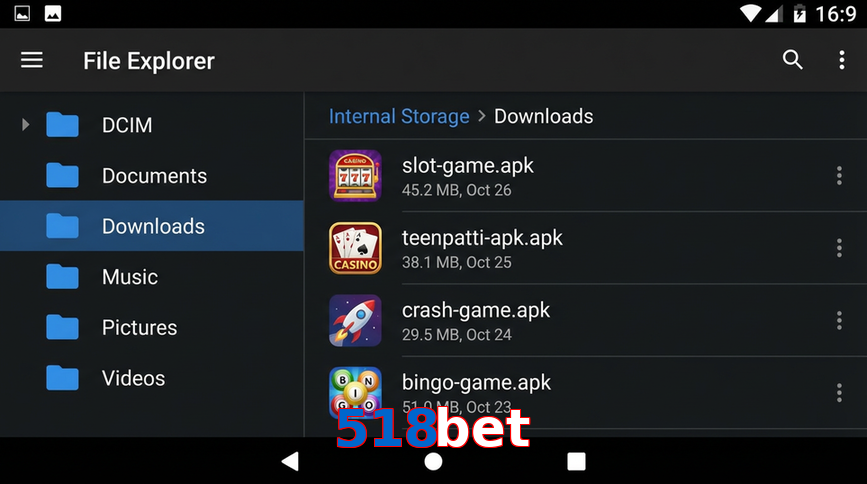 Main screen of 518Bet gameapk page for PK players